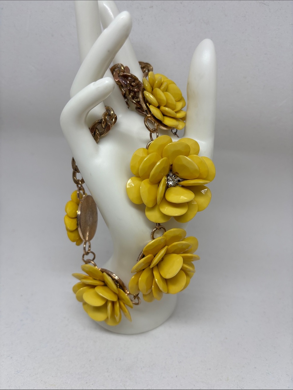 Yellow Floral Resin Statement Necklace - Picture 2 of 15